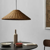Cone Shaped Woven Rattan Dining Room Pendant Light - Clowas